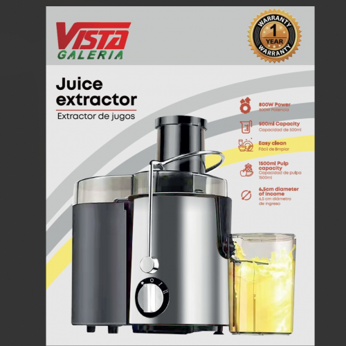 🍊 Extractor de Jugos Vista Galería 800W – Motor Potente con Depósito 1.5L | Pago Contra Entrega RD