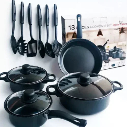 🍳 Set de Ollas y Sartenes 13 Piezas Antiadherente – Todo lo que Necesitas para Tu Cocina