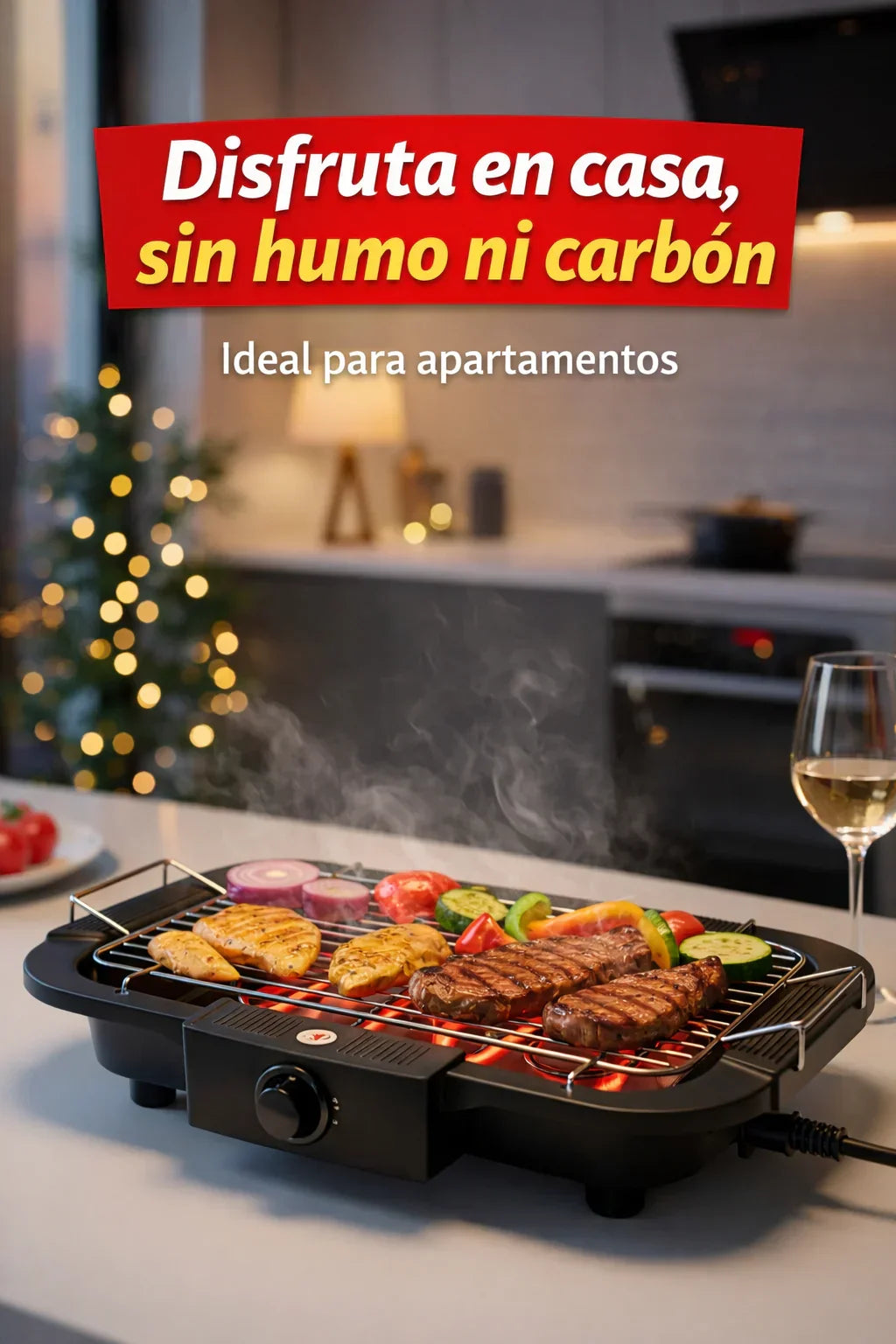 ⚡ BBQ Eléctrico 2000W Sin Humo – Perfecto para Apartamentos y Cocinas Pequeñas