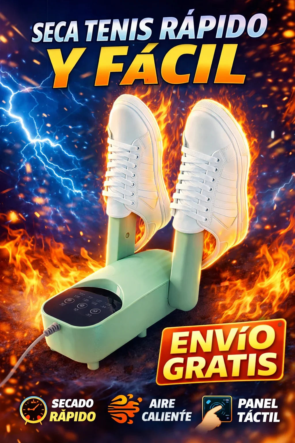 👟 Secador de Zapatos Eléctrico Portátil – Elimina Humedad y Olores Rápidamente