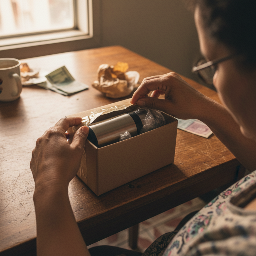 Cliente recibiendo molinillo